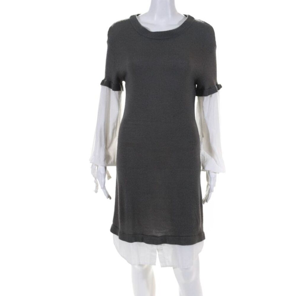 Devlin Womens Flare Scoop Neck Shirt Trim Sweater Dress Grey Size Small 10821187